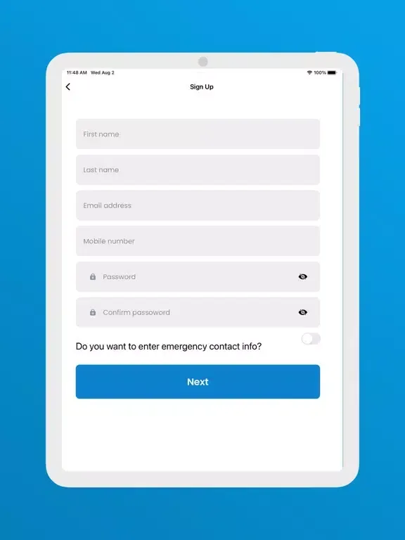 Tangkapan layar NEMT Dispatch Customer V1 iPad 