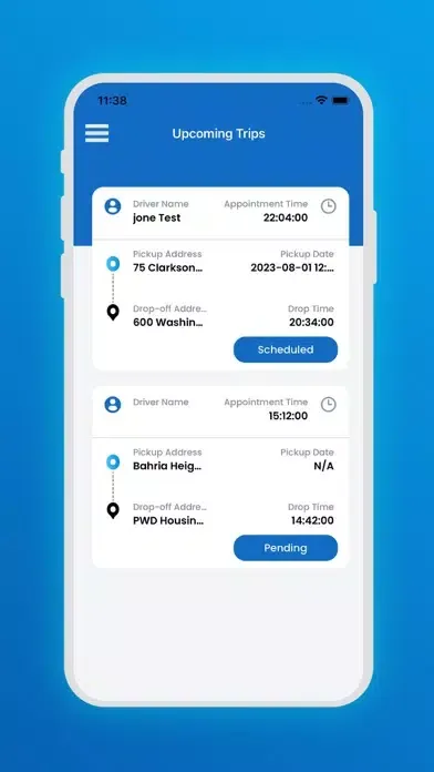 Tangkapan layar NEMT Dispatch Customer V1