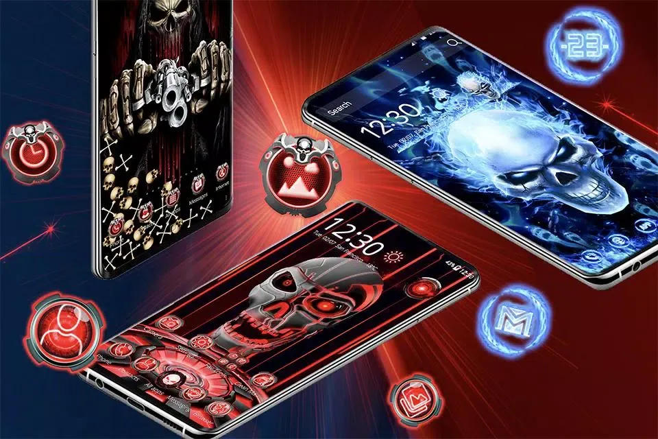 Neon Evil Skull 3D Theme Colle Screenshots