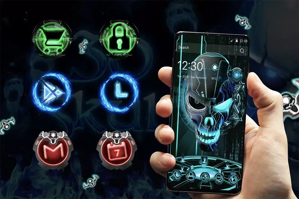 Neon Evil Skull 3D Theme Colle Screenshots