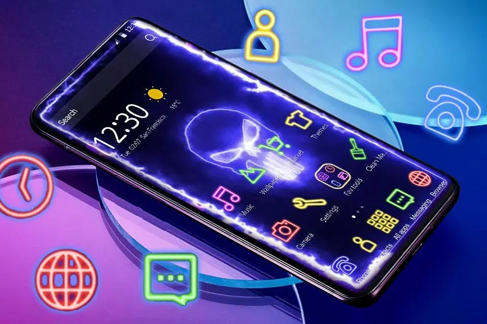 Neon Evil Skull 3D Theme Colle Screenshots