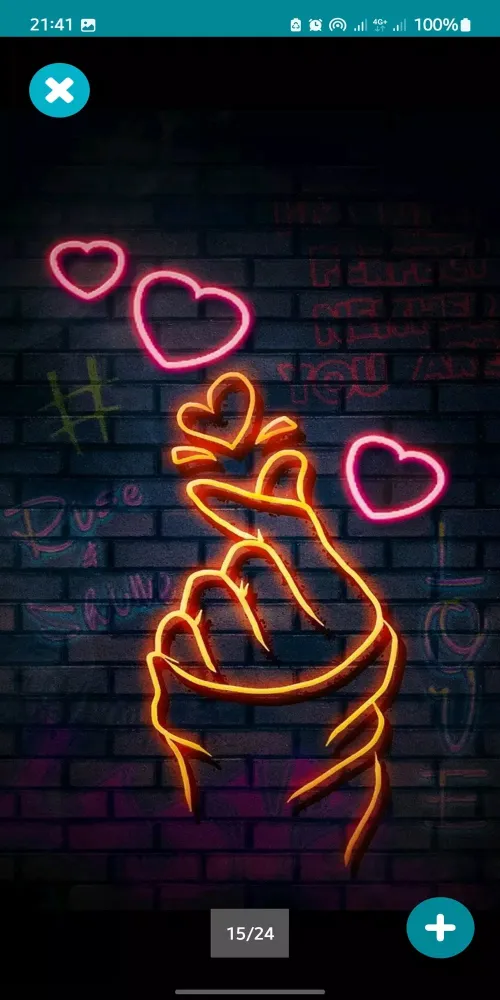Sparkling Neon Heart Wallpaper 스크린샷