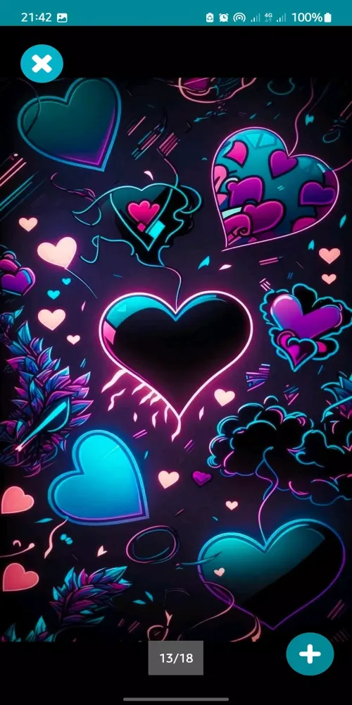 Sparkling Neon Heart Wallpaper 스크린샷