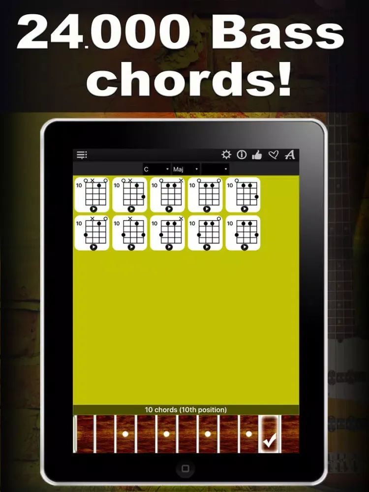 Bass Chords Compass - learn & play chord charts iPad  Ekran Görüntüleri