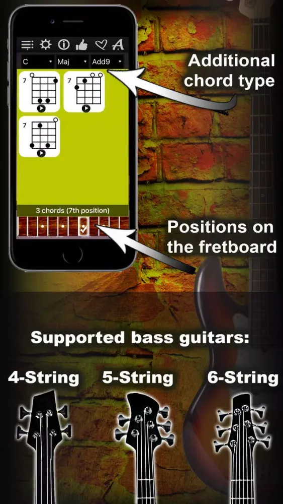 Bass Chords Compass - learn & play chord charts Ekran Görüntüleri
