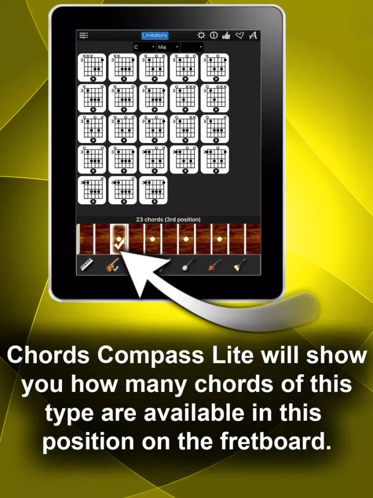 Ảnh chụp màn hình của Chords Compass Lite: find piano chords and more! iPad 