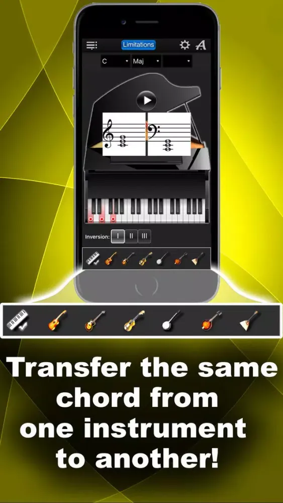 Ảnh chụp màn hình của Chords Compass Lite: find piano chords and more!