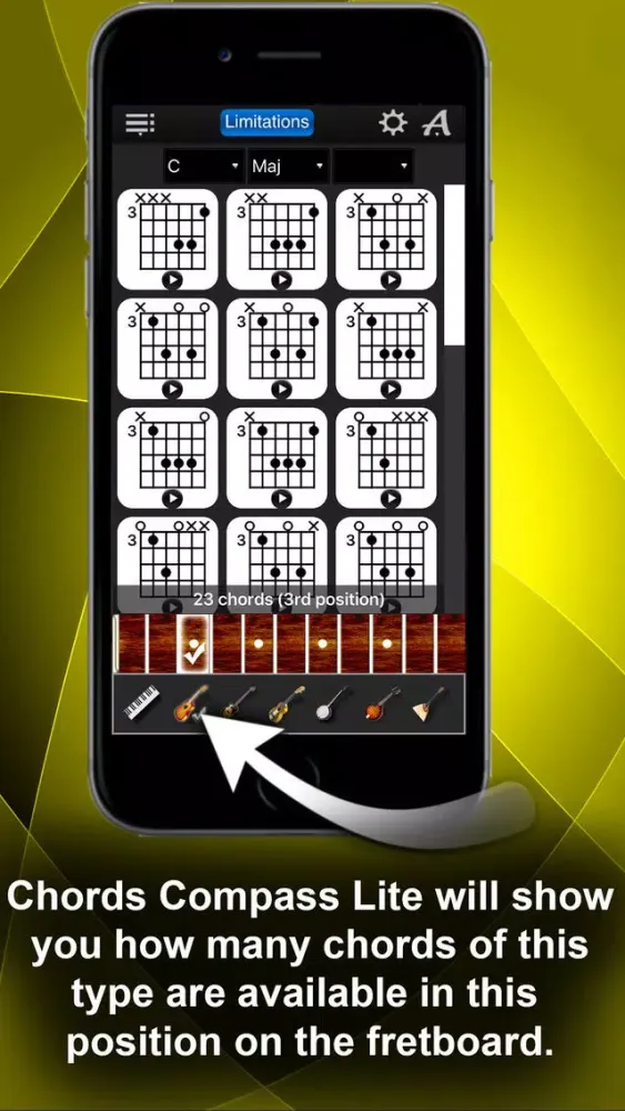 Ảnh chụp màn hình của Chords Compass Lite: find piano chords and more!