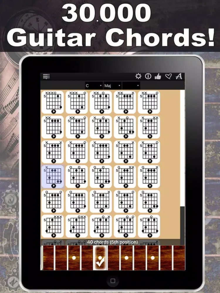 تصاویر Guitar Chords Compass - learn the chord charts & play them iPad 