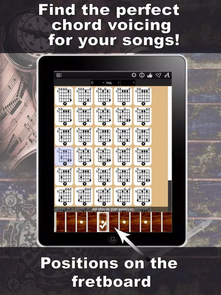 تصاویر Guitar Chords Compass - learn the chord charts & play them iPad 