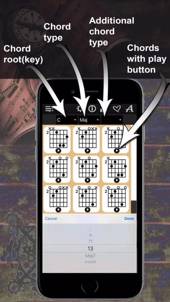 تصاویر Guitar Chords Compass - learn the chord charts & play them