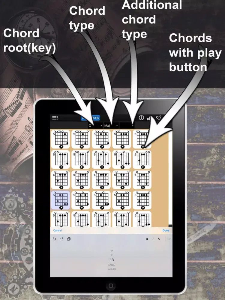 Captures d'écran de Guitar Chords Compass Lite - learn the chord charts & play them iPad 