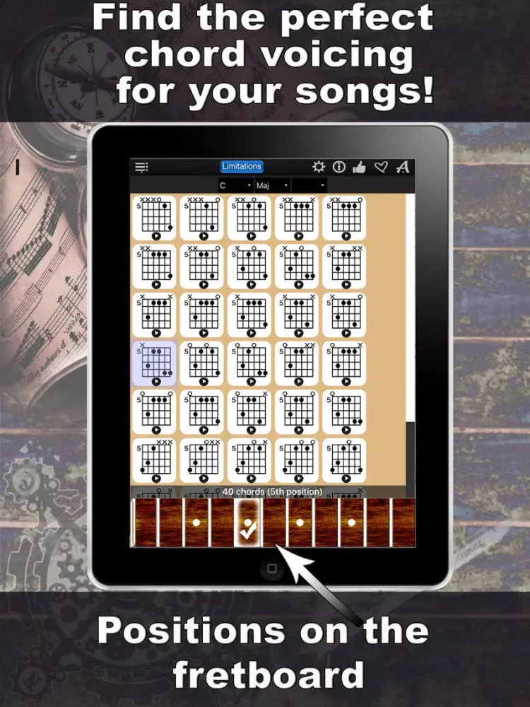 Captures d'écran de Guitar Chords Compass Lite - learn the chord charts & play them iPad 