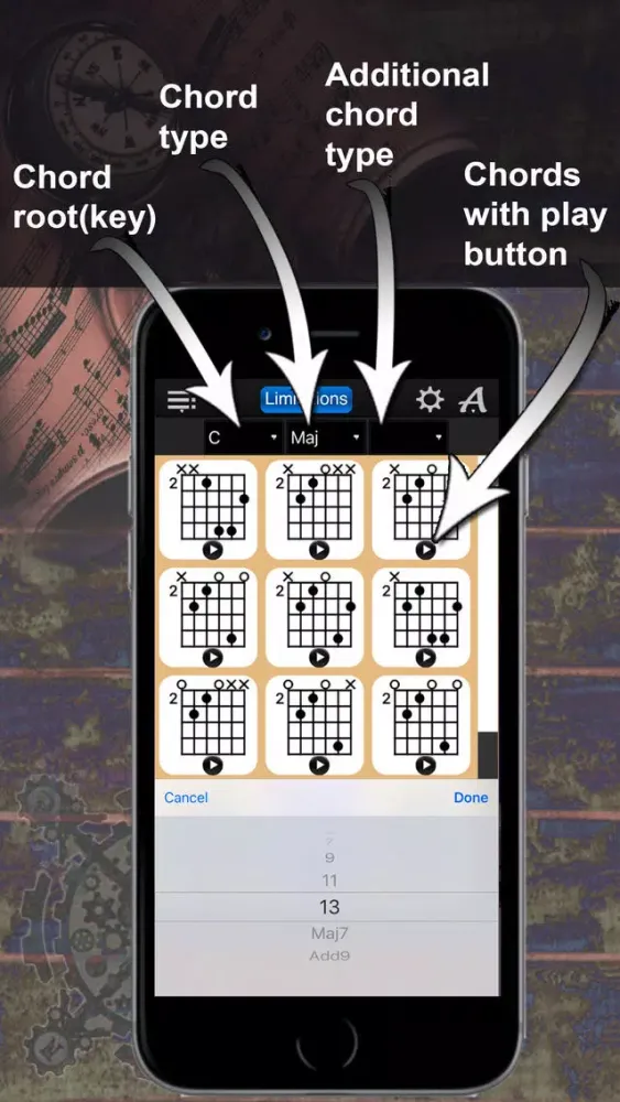 Captures d'écran de Guitar Chords Compass Lite - learn the chord charts & play them