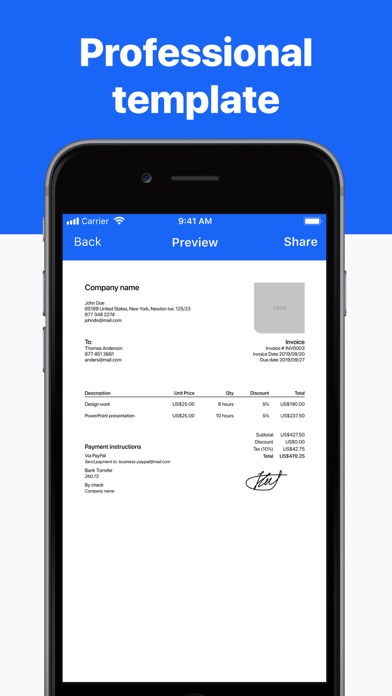 Capturas de pantalla de Invoice maker app – invoicing