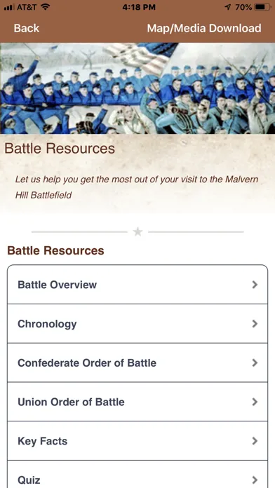 Captures d'écran de Malvern Hill Battle App