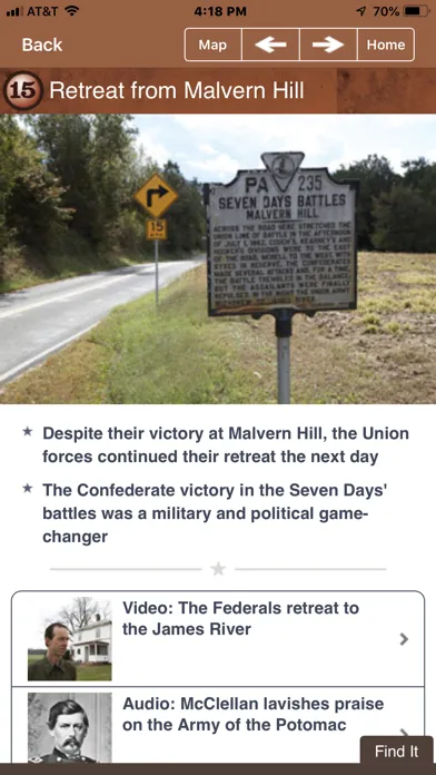 Captures d'écran de Malvern Hill Battle App