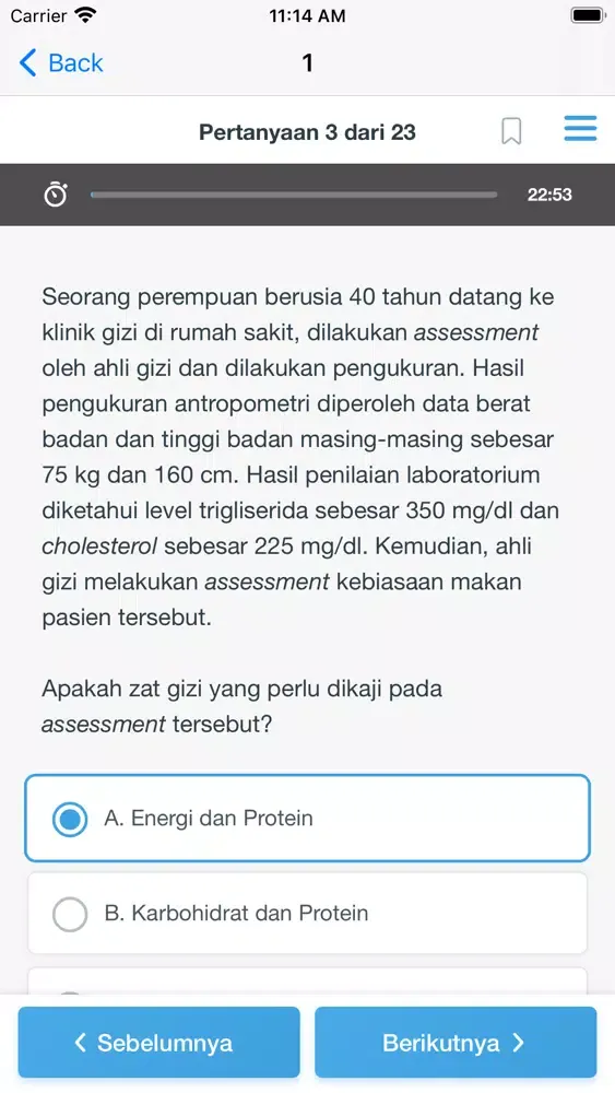 Tangkapan skrin NEO D3 Gizi: Latihan 1