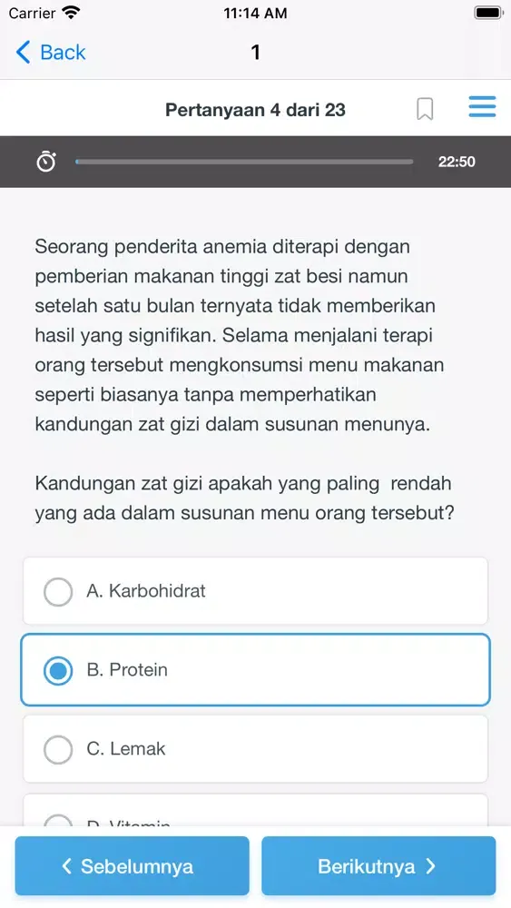 Tangkapan skrin NEO D3 Gizi: Latihan 1