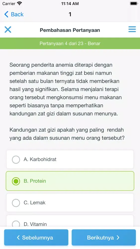 Tangkapan skrin NEO D3 Gizi: Latihan 1