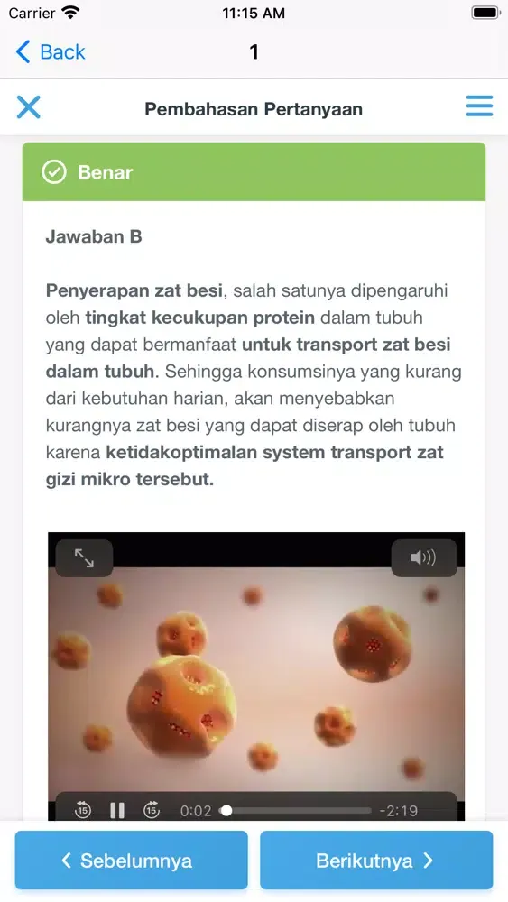 Tangkapan skrin NEO D3 Gizi: Latihan 1