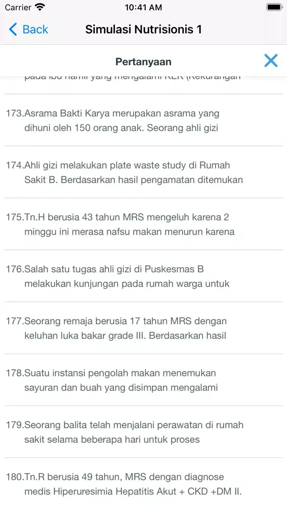 Tangkapan layar NEO D3 Gizi: Simulasi 1