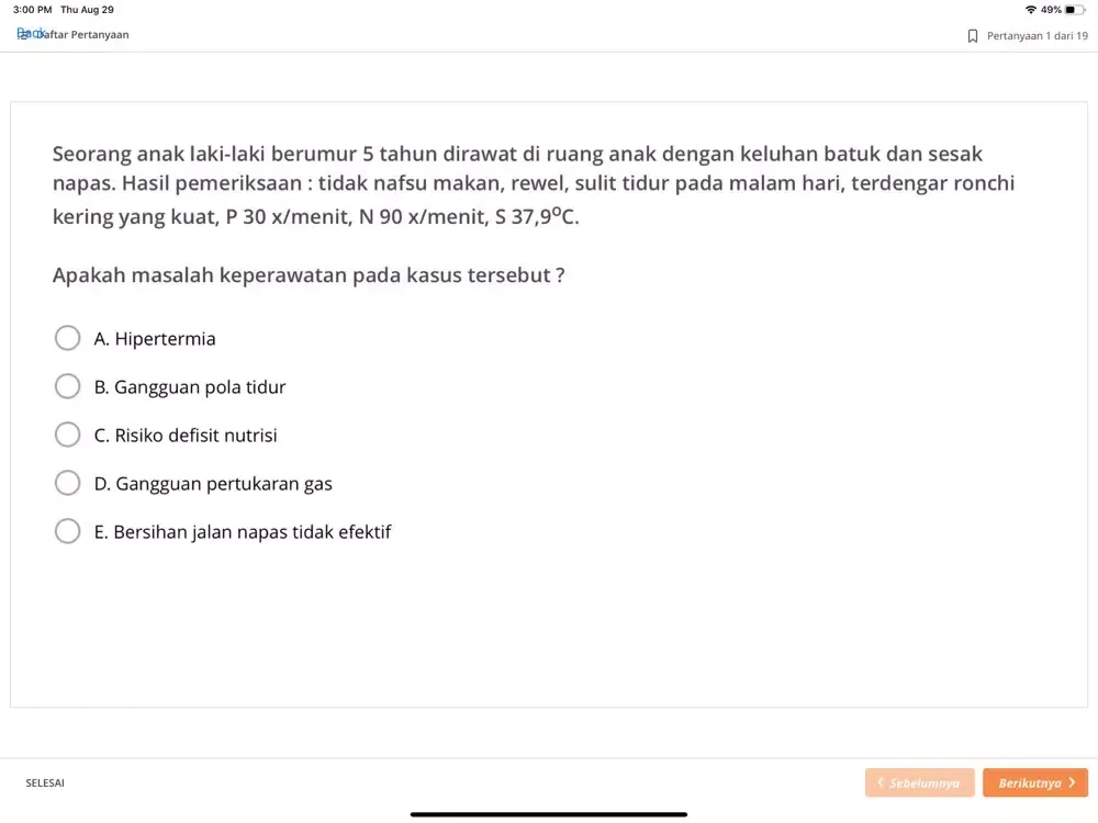 Tangkapan skrin NEO D3 Perawat: Simulasi 1 iPad 