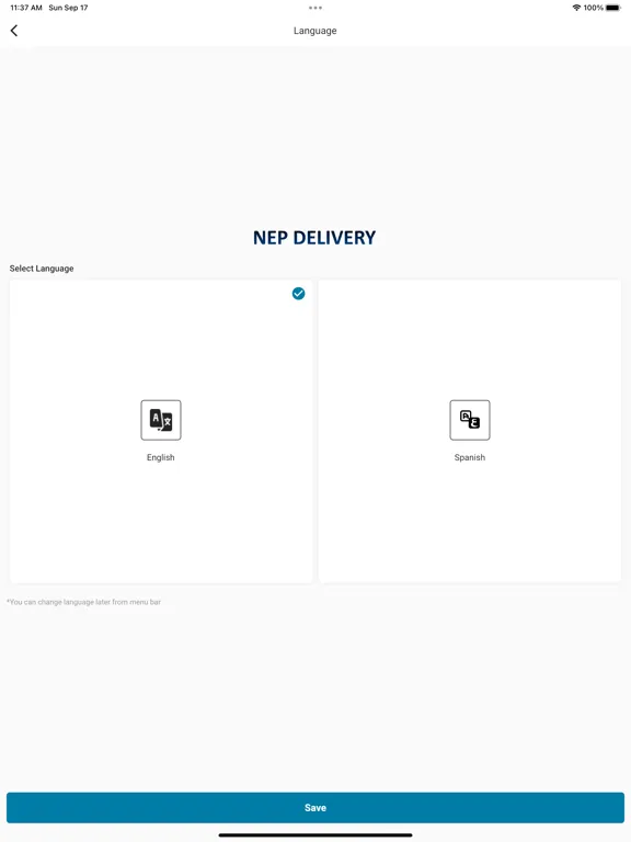 Tangkapan layar Nep Delivery iPad 