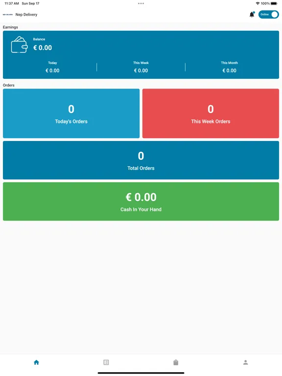 Tangkapan layar Nep Delivery iPad 