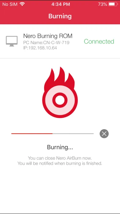 Capturas de tela do Nero AirBurn