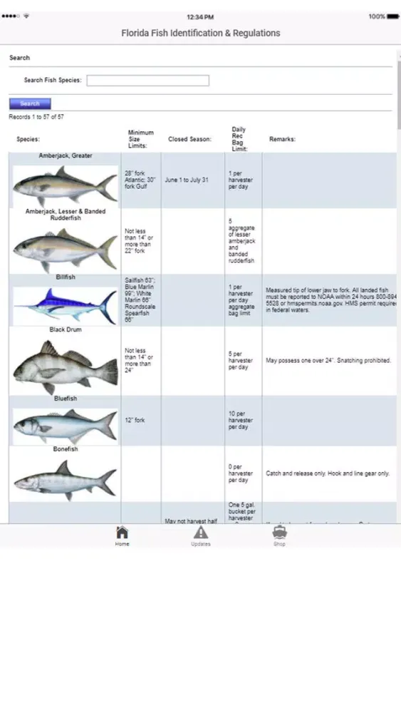ภาพหน้าจอของ Florida Fishing Regulations