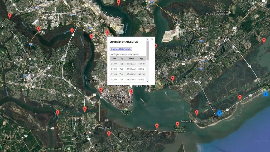 Capturas de tela do South Carolina Tide Chart