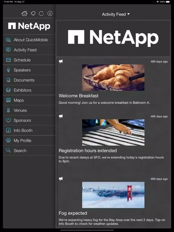 Capturas de pantalla de NetApp Meetings iPad 