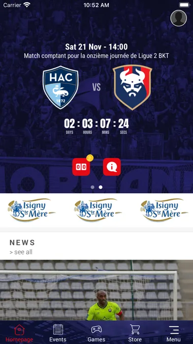 Captures d'écran de SM Caen