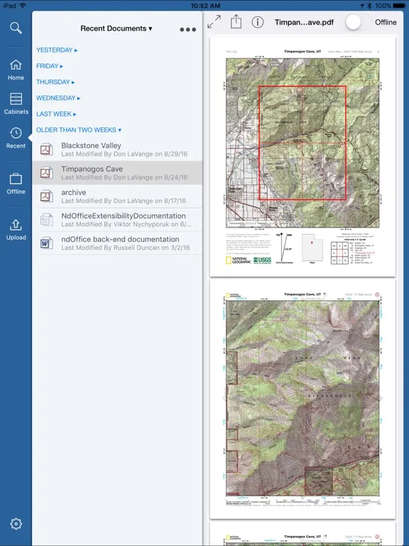 ภาพหน้าจอของ NetDocuments iPad 