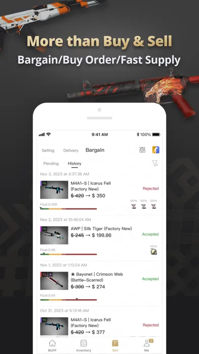 Capturas de tela do BUFF Market