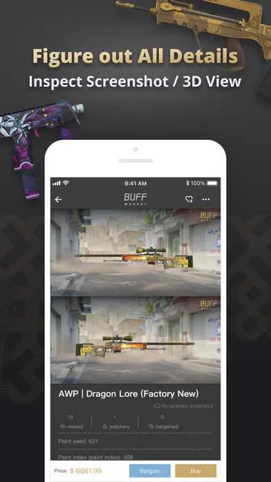 Capturas de tela do BUFF Market