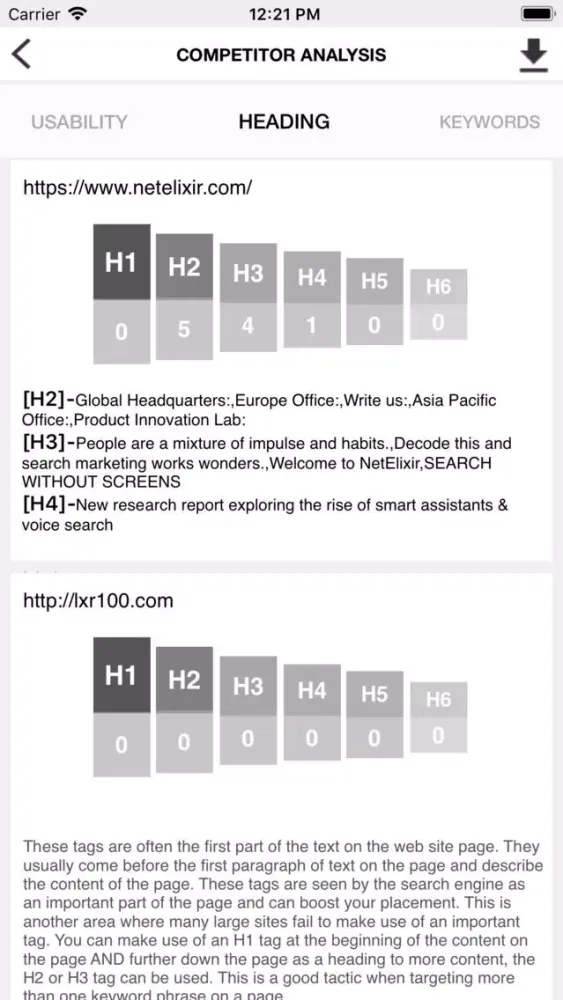Capturas de pantalla de Competitor Analysis
