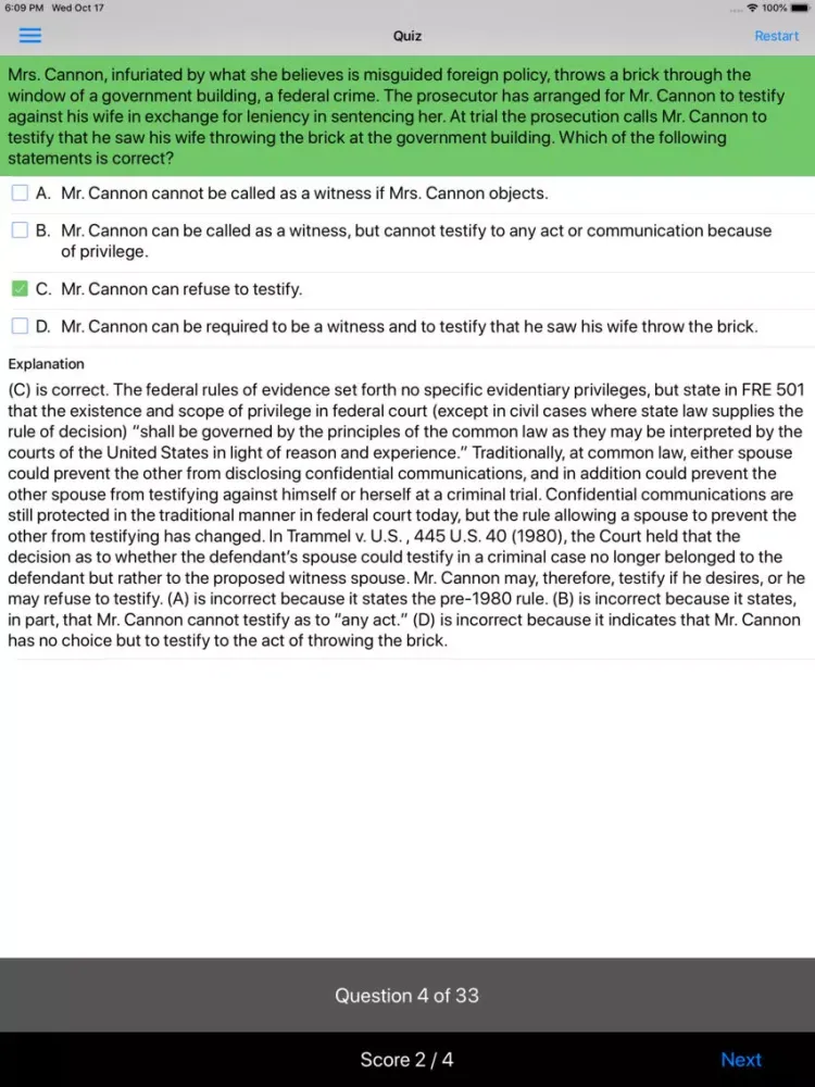 Evidence: Supreme Bar Review iPad  Screenshots