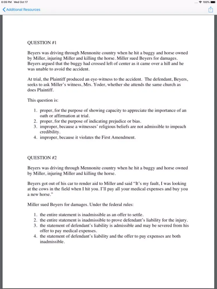 Evidence: Supreme Bar Review iPad  Screenshots
