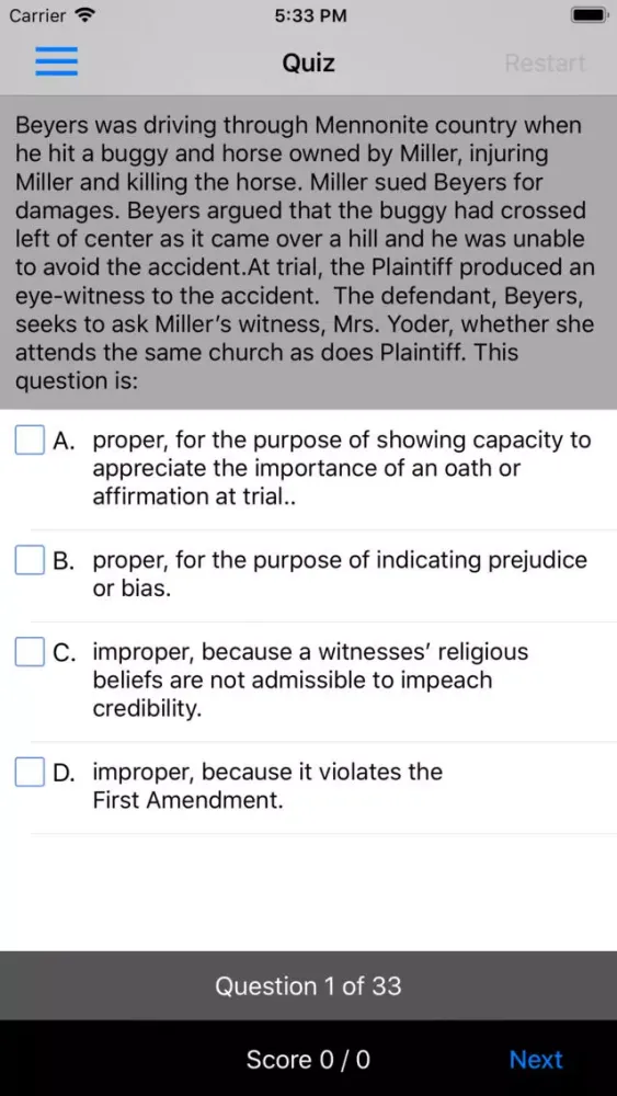 Evidence: Supreme Bar Review Screenshots