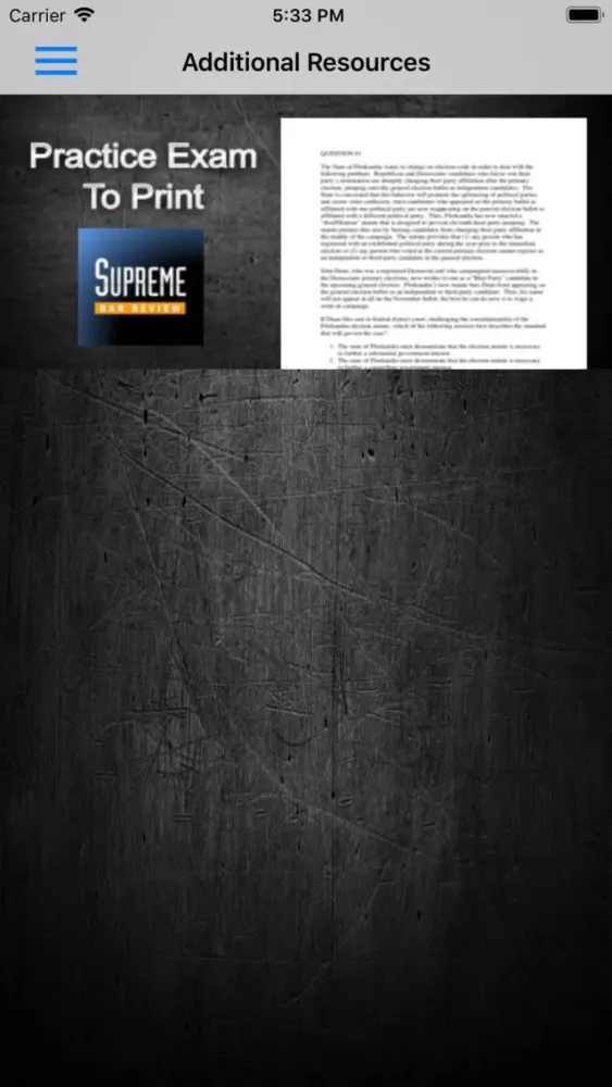 Evidence: Supreme Bar Review Screenshots