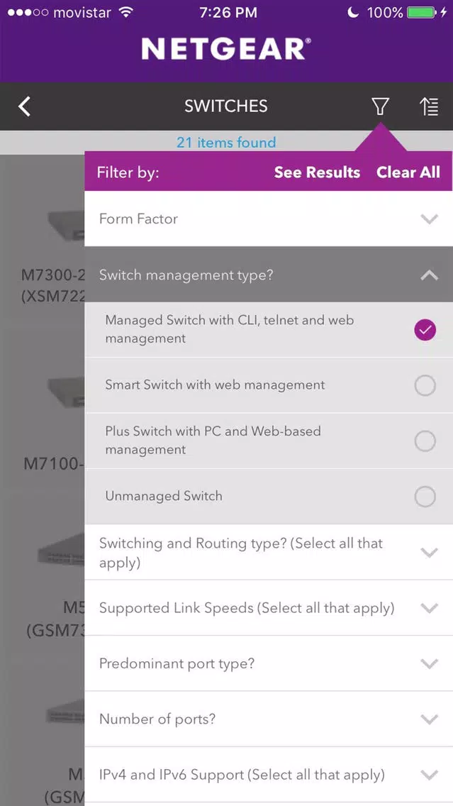 Tangkapan skrin NETGEAR Product Selector
