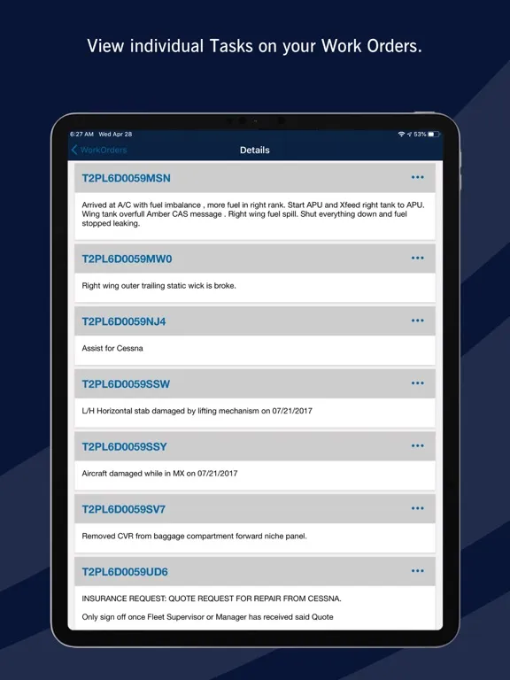Tangkapan skrin NetJets RAMP iPad 
