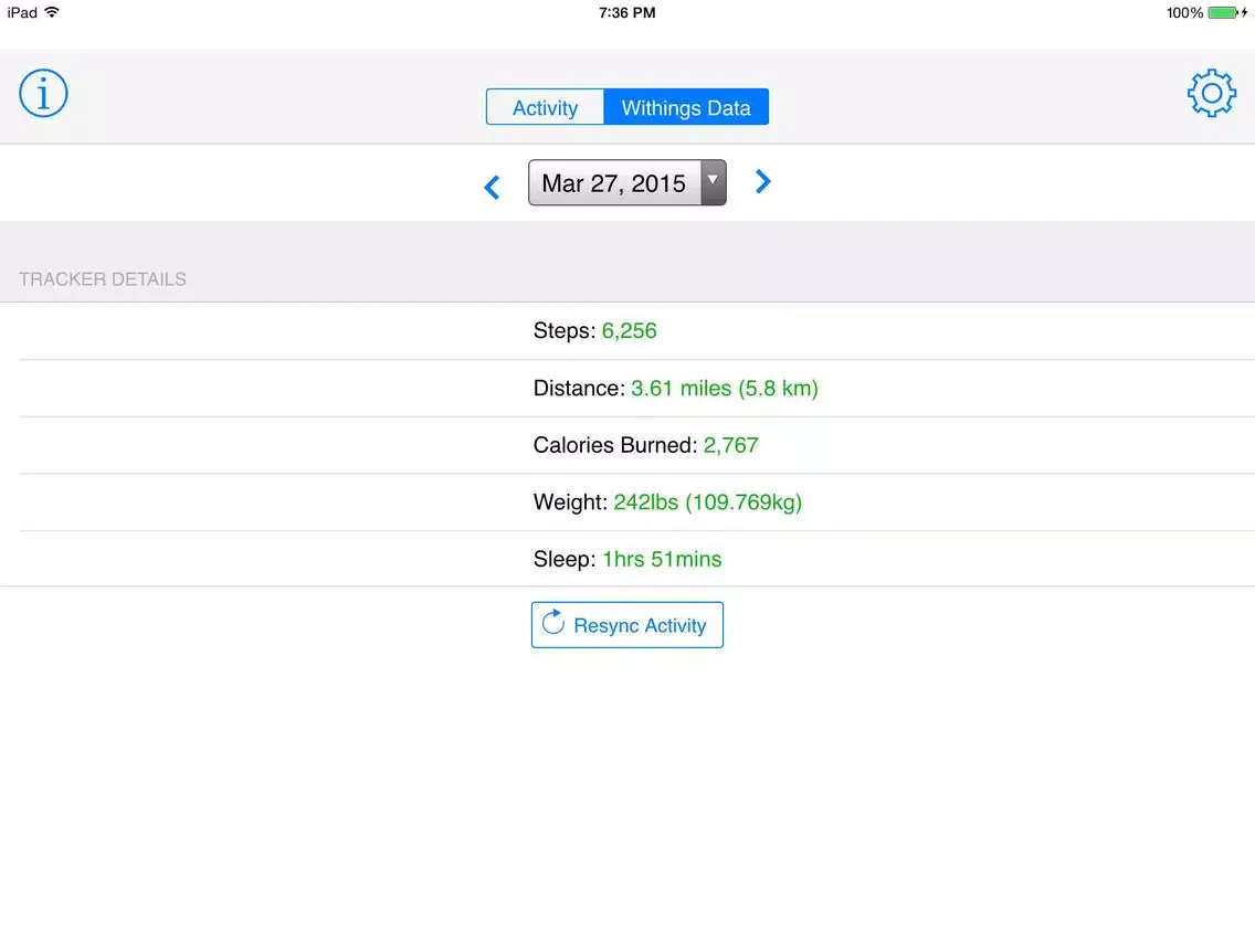 WitFitWatchr: Advanced Withings Activity Tracker iPad 应用截图