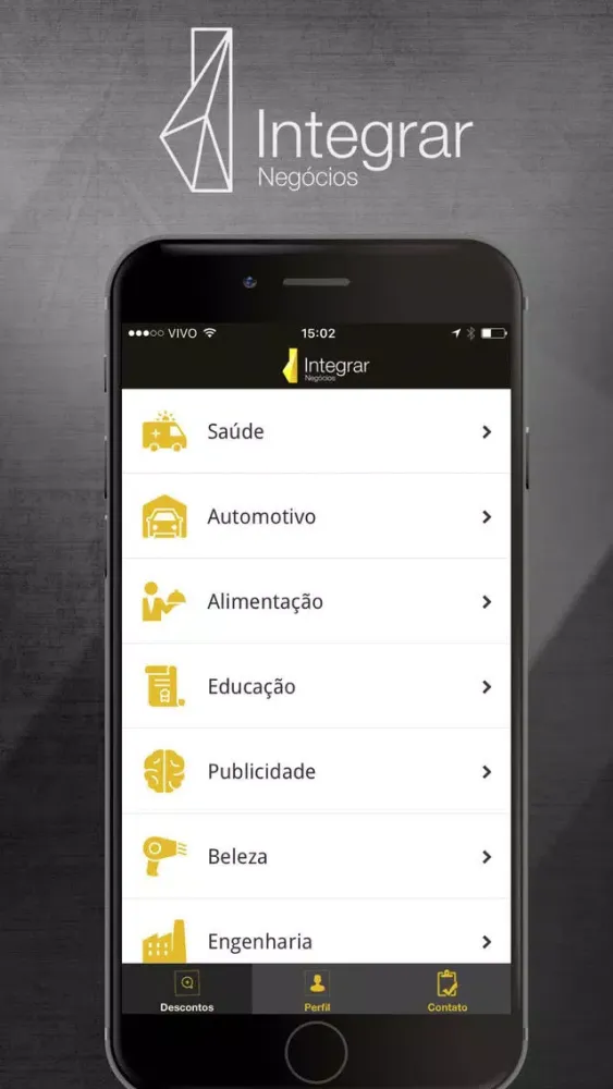 Capturas de tela do Integrar Negócios