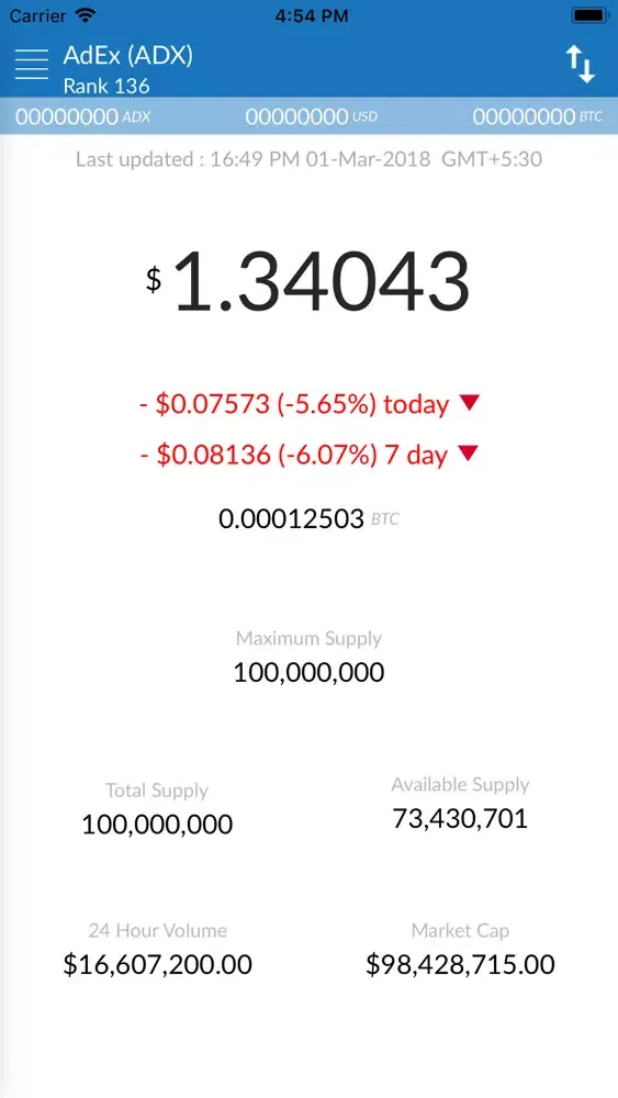 Screenshot di AdEx Price - ADX