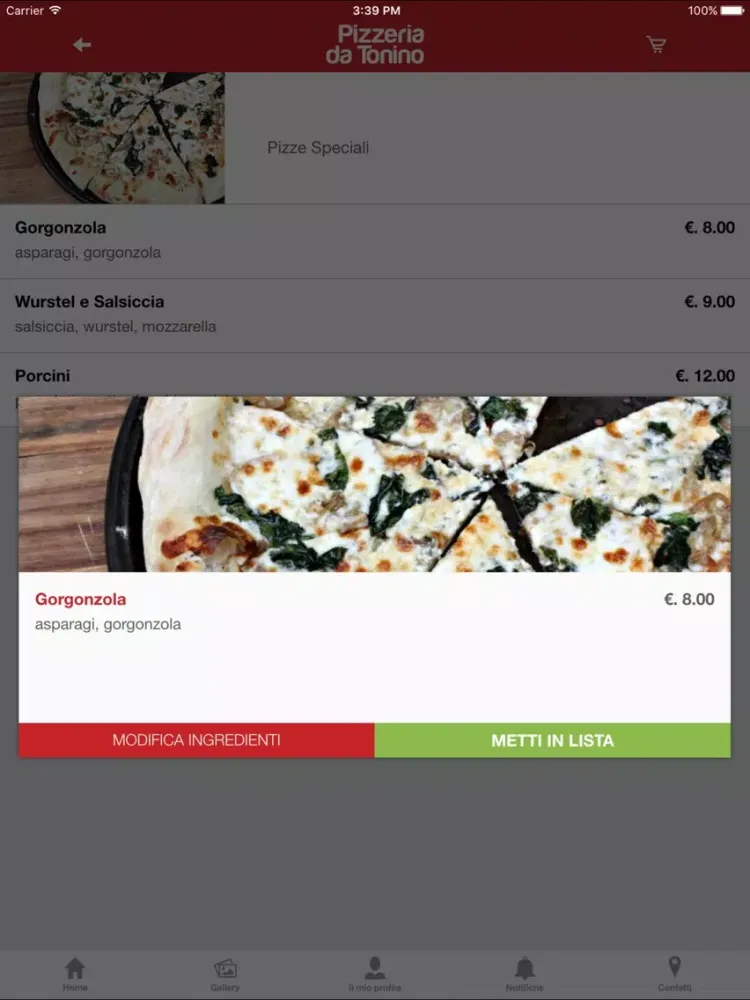 Pizzeria Tonino iPad 应用截图