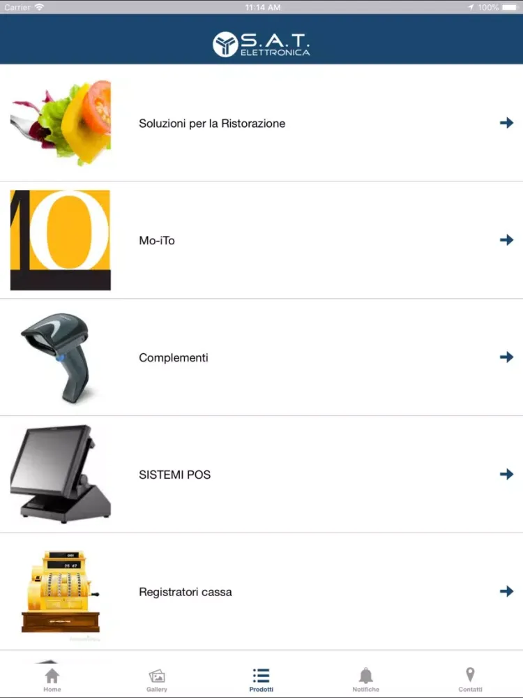 Tangkapan skrin Sat Elettronica iPad 
