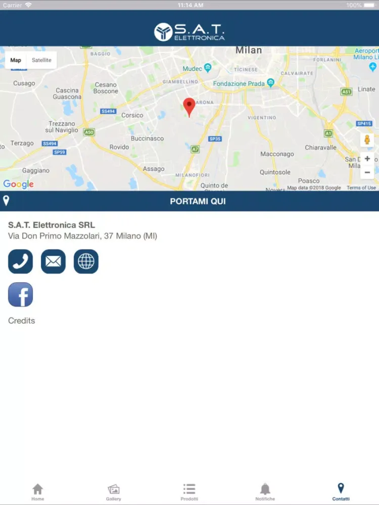 Tangkapan skrin Sat Elettronica iPad 